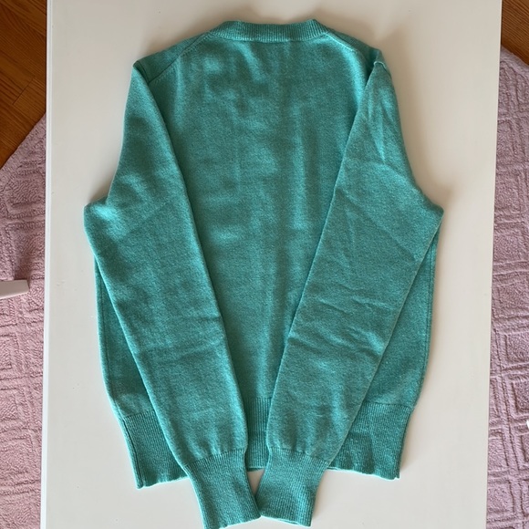 Lord & Taylor 100% Cashmere Turquoise Crewneck Cardigan - Picture 3 of 6
